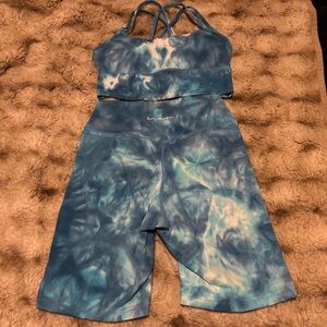 Women’s Blue Tie-Dye Shorts Set size small
